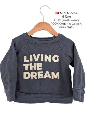 Mini Mioche " Living the Dream" Navy Blue Crewneck Baby Sweater 6-12m